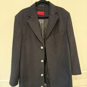 Mantoni Made in Italy  42R Black Wool Cashmere Blend overcoat coat winter luxury